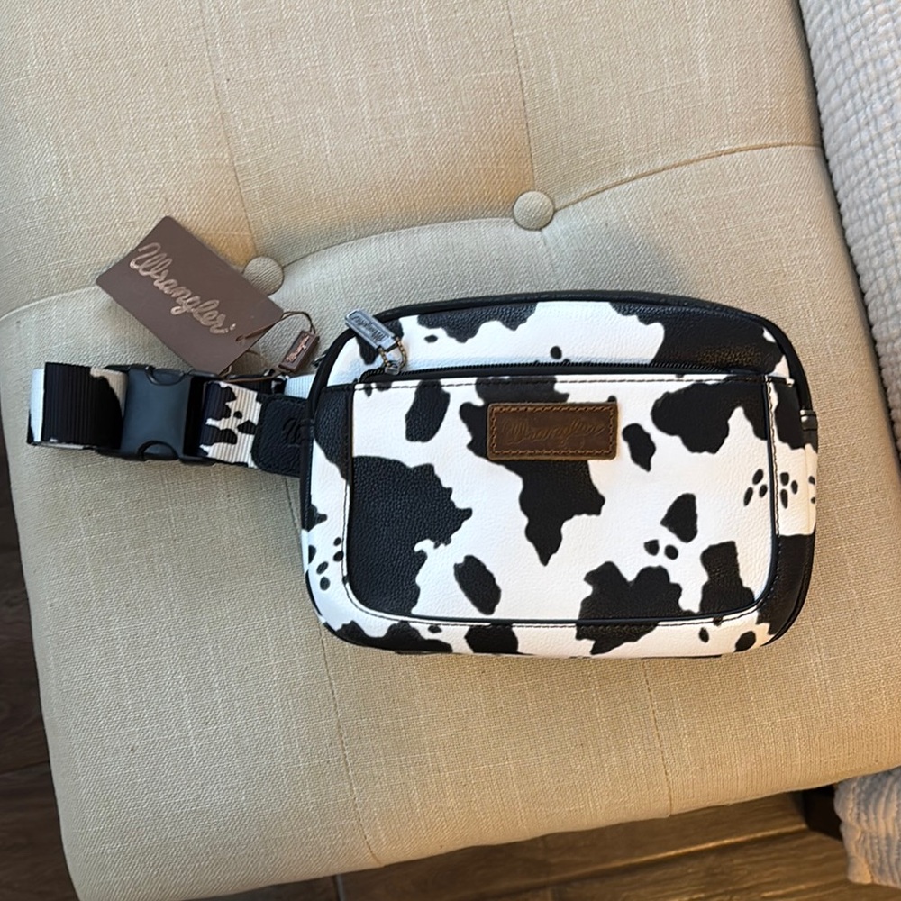 Wrangler Black and White Travel Bags with Holstein Pattern Cowprint